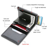Custom Card Holder Rfid Black Carbon Fiber Leather Simple Wallet Men's Gift Personalized